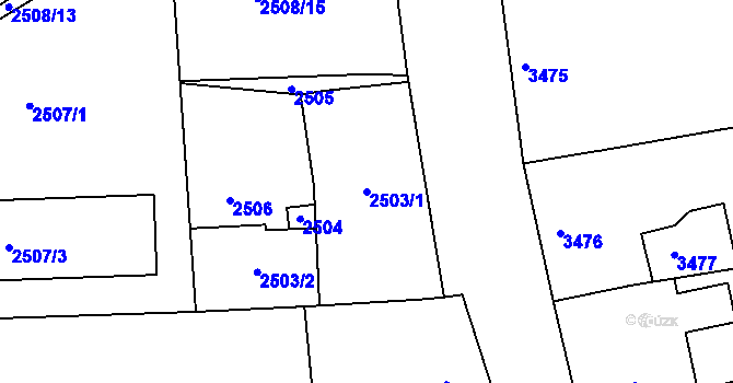 Parcela st. 2503/1 v KÚ Mělník, Katastrální mapa