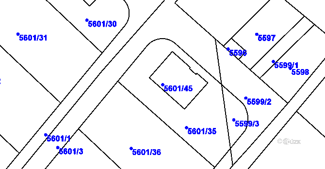 Parcela st. 5601/45 v KÚ Mělník, Katastrální mapa