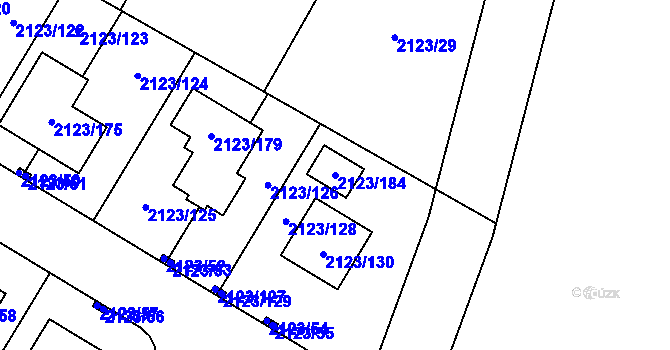 Parcela st. 2123/184 v KÚ Mělník, Katastrální mapa
