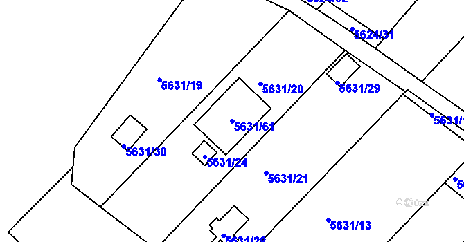Parcela st. 5631/61 v KÚ Mělník, Katastrální mapa