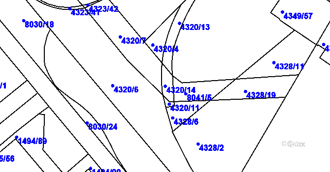 Parcela st. 4320/14 v KÚ Mělník, Katastrální mapa