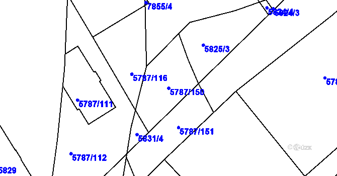Parcela st. 5787/150 v KÚ Mělník, Katastrální mapa