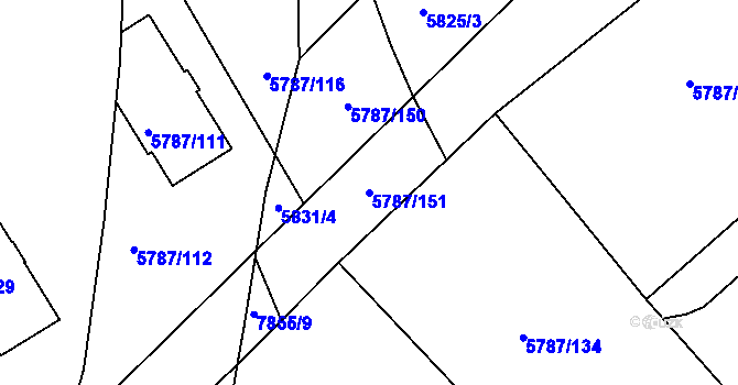 Parcela st. 5787/151 v KÚ Mělník, Katastrální mapa