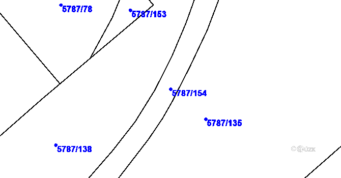 Parcela st. 5787/154 v KÚ Mělník, Katastrální mapa