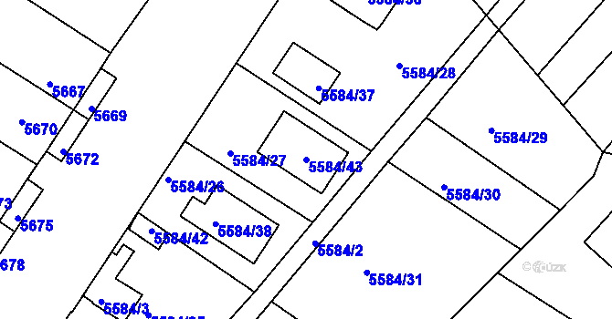 Parcela st. 5584/43 v KÚ Mělník, Katastrální mapa