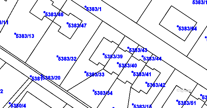 Parcela st. 5383/39 v KÚ Mělník, Katastrální mapa