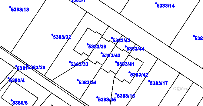 Parcela st. 5383/40 v KÚ Mělník, Katastrální mapa