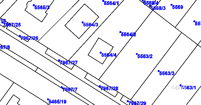 Parcela st. 5564/4 v KÚ Mělník, Katastrální mapa