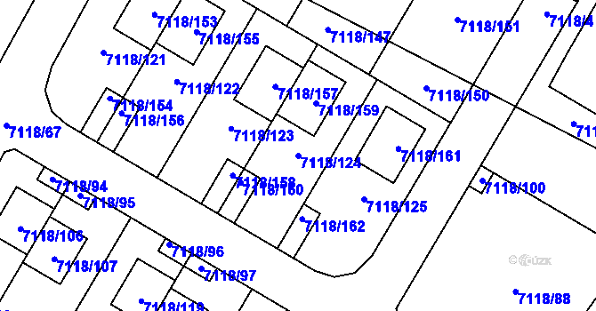 Parcela st. 7118/124 v KÚ Mělník, Katastrální mapa