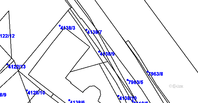 Parcela st. 4138/9 v KÚ Mělník, Katastrální mapa