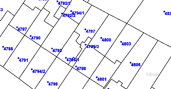 Parcela st. 4795/2 v KÚ Mělník, Katastrální mapa