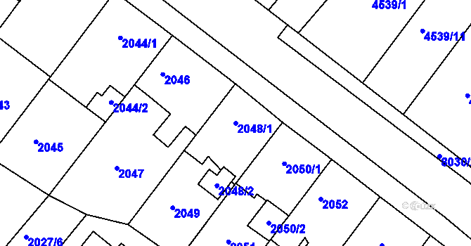 Parcela st. 2048/1 v KÚ Mělník, Katastrální mapa