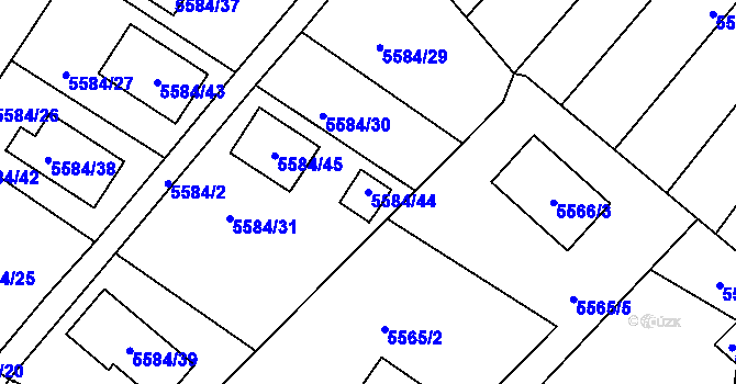 Parcela st. 5584/44 v KÚ Mělník, Katastrální mapa