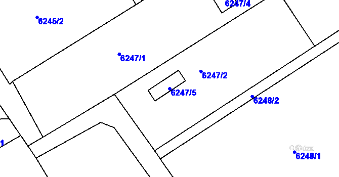 Parcela st. 6247/5 v KÚ Mělník, Katastrální mapa