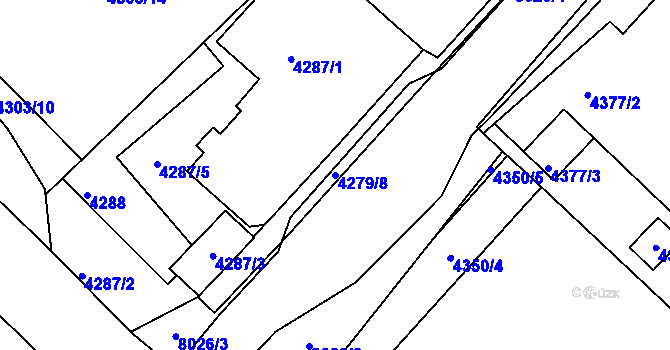 Parcela st. 4279/8 v KÚ Mělník, Katastrální mapa
