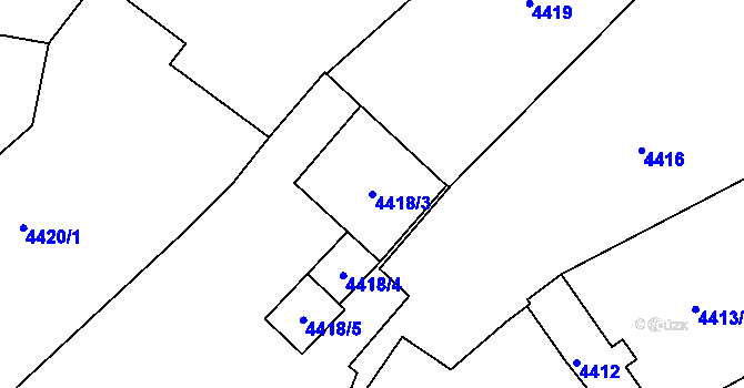 Parcela st. 4418/3 v KÚ Mělník, Katastrální mapa
