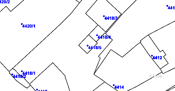 Parcela st. 4418/5 v KÚ Mělník, Katastrální mapa