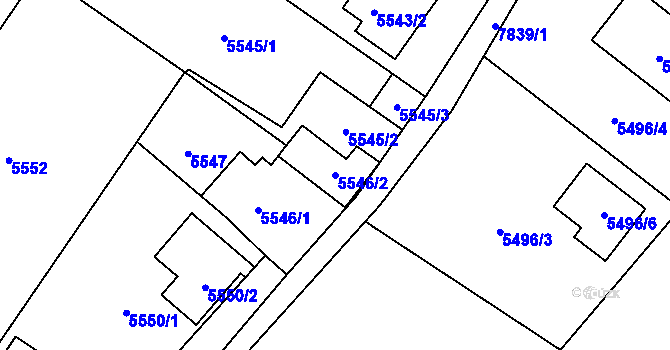 Parcela st. 5546/2 v KÚ Mělník, Katastrální mapa