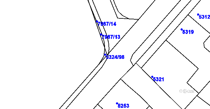 Parcela st. 5324/98 v KÚ Mělník, Katastrální mapa