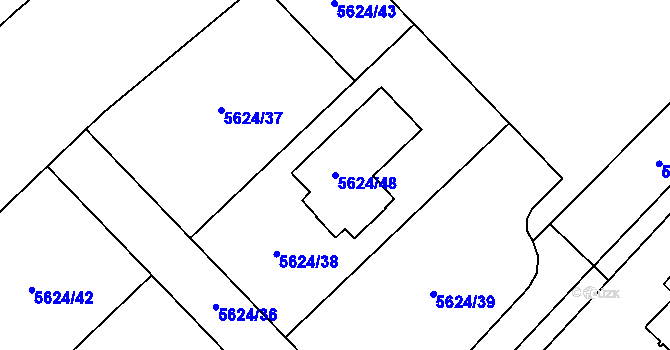 Parcela st. 5624/48 v KÚ Mělník, Katastrální mapa