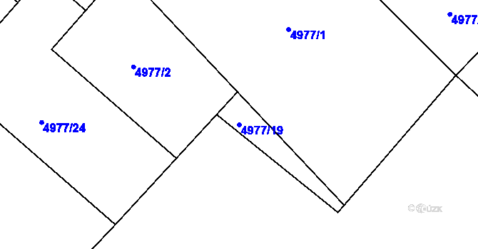 Parcela st. 4977/19 v KÚ Mělník, Katastrální mapa