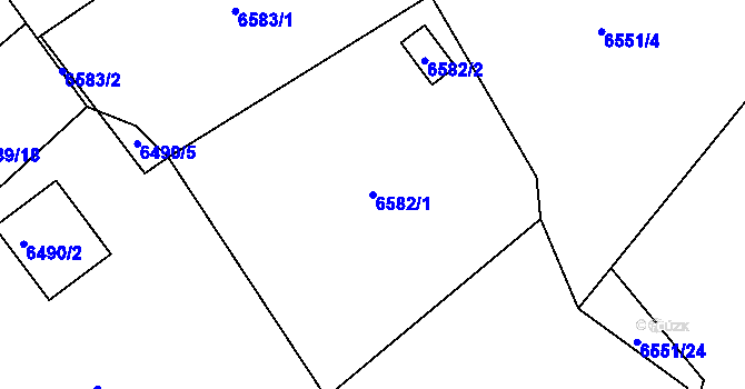 Parcela st. 6582/1 v KÚ Mělník, Katastrální mapa