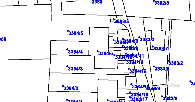 Parcela st. 3384/6 v KÚ Mělník, Katastrální mapa