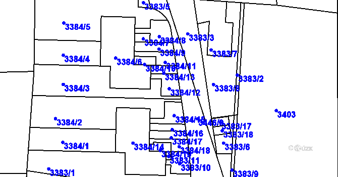 Parcela st. 3384/12 v KÚ Mělník, Katastrální mapa