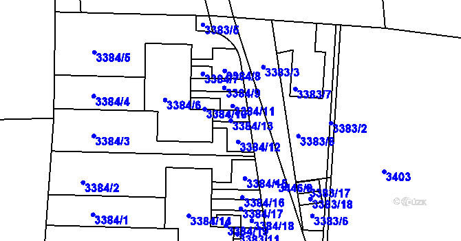 Parcela st. 3384/13 v KÚ Mělník, Katastrální mapa