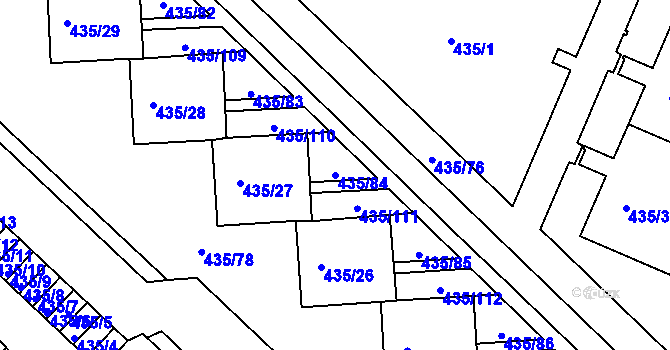 Parcela st. 435/84 v KÚ Mělník, Katastrální mapa