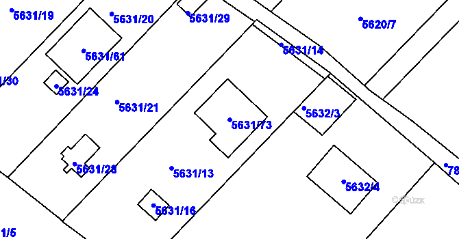 Parcela st. 5631/73 v KÚ Mělník, Katastrální mapa