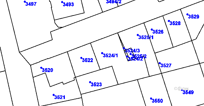 Parcela st. 3524/1 v KÚ Mělník, Katastrální mapa