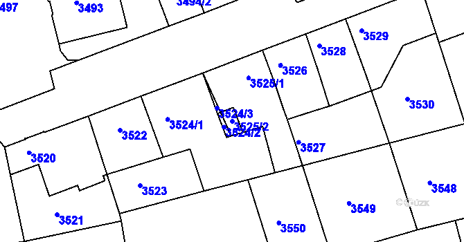 Parcela st. 3525/2 v KÚ Mělník, Katastrální mapa