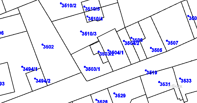 Parcela st. 3503/2 v KÚ Mělník, Katastrální mapa