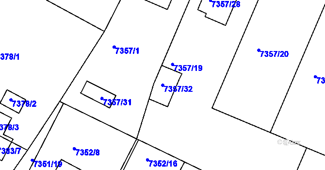 Parcela st. 7357/32 v KÚ Mělník, Katastrální mapa
