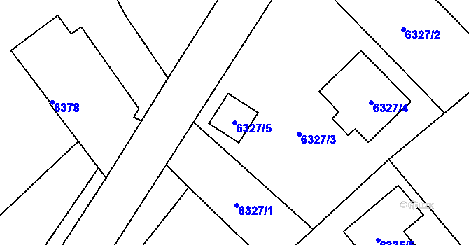 Parcela st. 6327/5 v KÚ Mělník, Katastrální mapa
