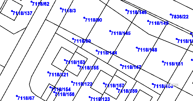 Parcela st. 7118/144 v KÚ Mělník, Katastrální mapa