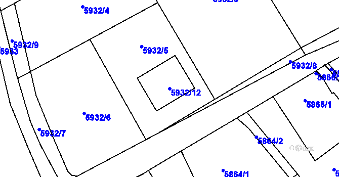 Parcela st. 5932/12 v KÚ Mělník, Katastrální mapa