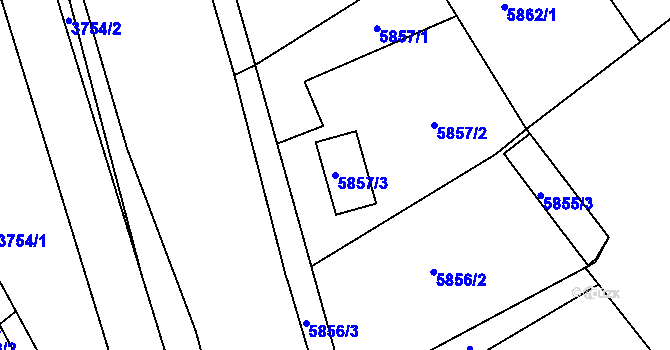 Parcela st. 5857/3 v KÚ Mělník, Katastrální mapa