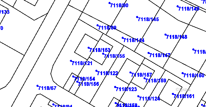Parcela st. 7118/155 v KÚ Mělník, Katastrální mapa