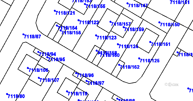 Parcela st. 7118/158 v KÚ Mělník, Katastrální mapa