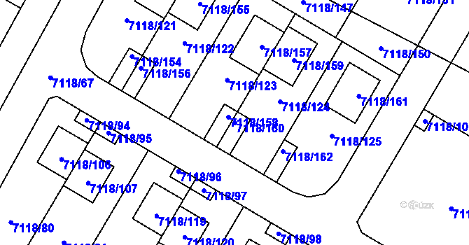 Parcela st. 7118/160 v KÚ Mělník, Katastrální mapa