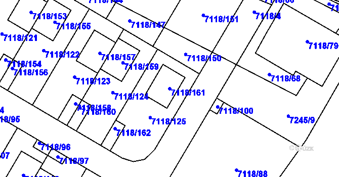 Parcela st. 7118/161 v KÚ Mělník, Katastrální mapa