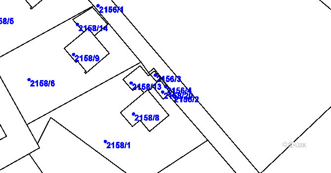 Parcela st. 2156/4 v KÚ Mělník, Katastrální mapa