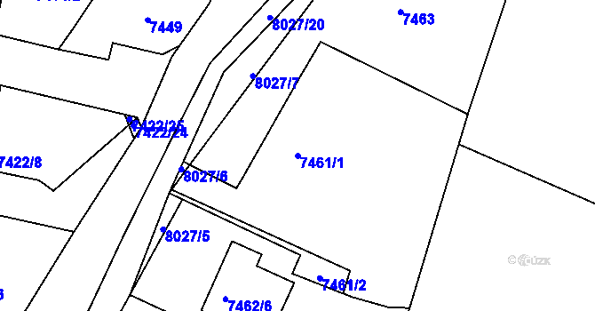 Parcela st. 7461/1 v KÚ Mělník, Katastrální mapa
