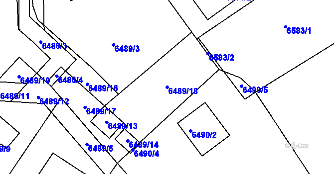 Parcela st. 6489/18 v KÚ Mělník, Katastrální mapa