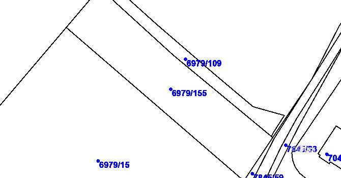 Parcela st. 6979/155 v KÚ Mělník, Katastrální mapa