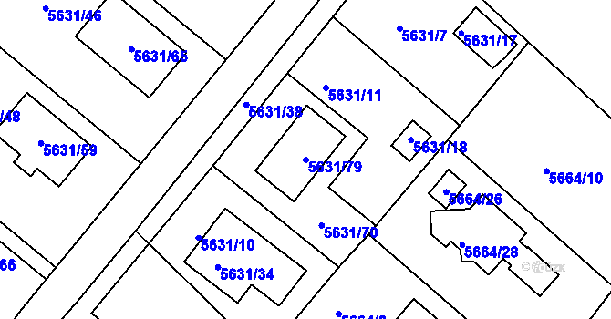 Parcela st. 5631/79 v KÚ Mělník, Katastrální mapa