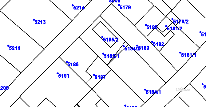 Parcela st. 5185/1 v KÚ Mělník, Katastrální mapa