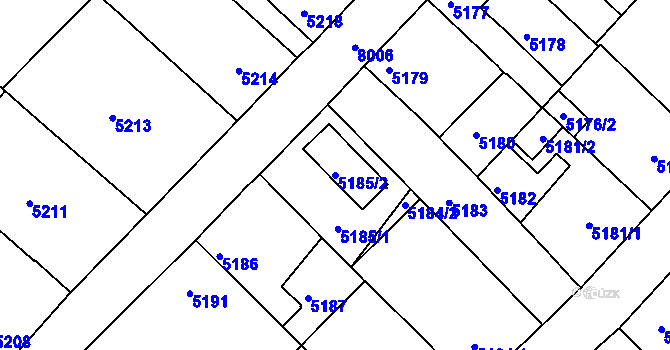 Parcela st. 5185/2 v KÚ Mělník, Katastrální mapa